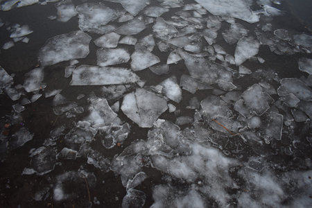 stone in the ice on the beach
