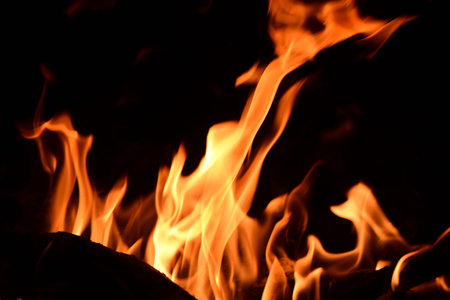 Fire flames on black background, fire flames background, fire flames background