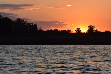 Sunset on the river in summer. Sunset on the river.の写真素材