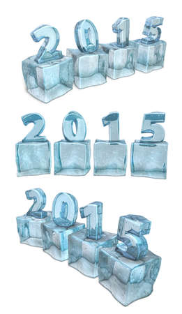 New year 2015 calendar on ice, water cube.の写真素材