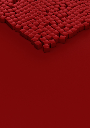 Red cube on red backgroundの写真素材