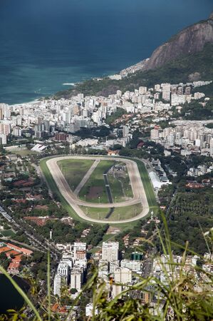 Rio de Janeiro hippodrome and cityscapeの写真素材