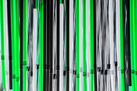Plastic straws for cocktails isolated on white backgroundの写真素材