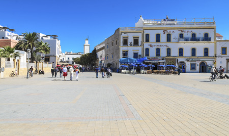 Essaouira, Morocco - September 24, 2014 : Crowded Medina of Essaouira, Morocco. The Medina of Essaouira is a UNESCO World Heritage listed city, an example of a late 18th-century fortified town.のeditorial素材