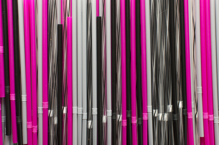 Plastic straws for cocktails isolated on white backgroundの写真素材