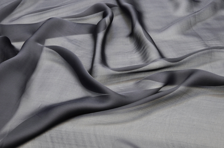 Silk chiffon fabric, black.の写真素材