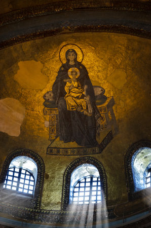 Hagia Sophia interiors,Mary,Mother Mary and Child Jesus Fresco /istanbul,Turkey ,April 2018のeditorial素材
