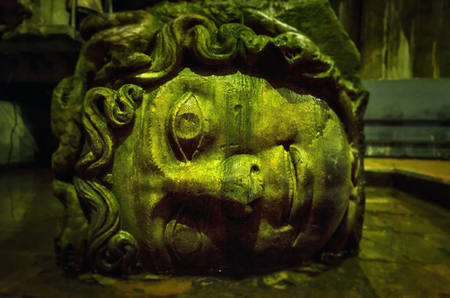 Gorgon Medusa. The Basilica Cistern is the largest of several hundred ancient water reservoirsのeditorial素材