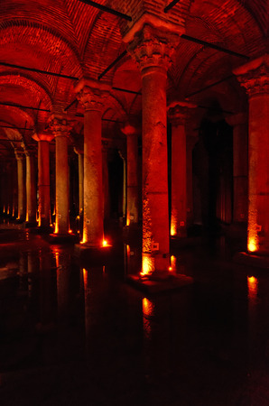 The Basilica Cistern - underground water storage tank was build by Emperor Justinianus in 6th century, Istanbul, Turkeyのeditorial素材