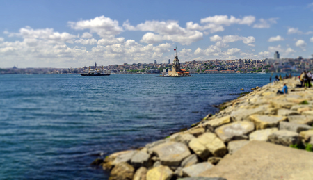 Maiden's Tower (Kiz Kulesi) at Bosphorus, Istanbul. One of the symbols of Istanbul.のeditorial素材