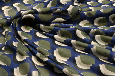 Cotton fabric, BATIST BLUE-PURPLE STILIZED polka dots
