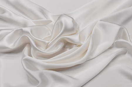 Ivory silk fabric, satinの写真素材