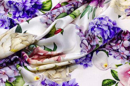 Viscose with a pattern of bright colors on a white backgroundの写真素材