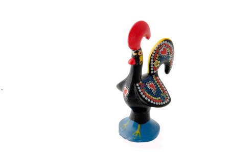The Galo de Barcelos, Barcelos Rooster, the unofficial symbol of Portugal for justice and freedom isolated over a white backgroundの写真素材
