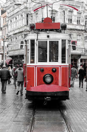 Old tram in Istanbul (Taksim route - Tunnel) in April 2014のeditorial素材