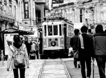 Old tram in Istanbul (Taksim route - Tunnel) in April 2014のeditorial素材