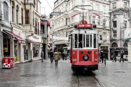 Old tram in Istanbul (Taksim route - Tunnel) in April 2014のeditorial素材