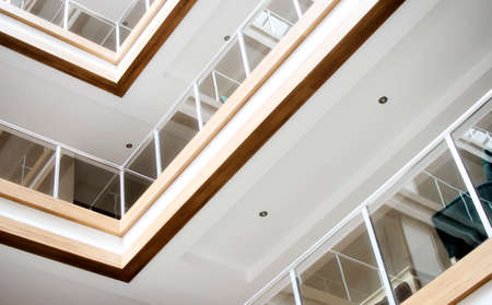 Details of the interior of a modern hotel and its roof from the insideの写真素材