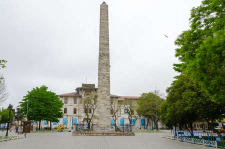 Istanbul, Sultanahmet / Turkey - 05-05-2018: Obelisk of Theodosius with hieroglyphs at the Sultanahmet Square, Istanbul, Turkey. Ancient Egyptian obelisk in Istanbul Cityのeditorial素材