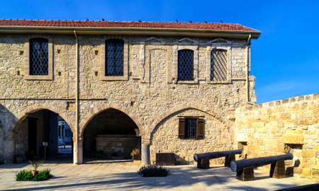 Larnaca Castle on Finikoudes boulevard in Cyprusの写真素材