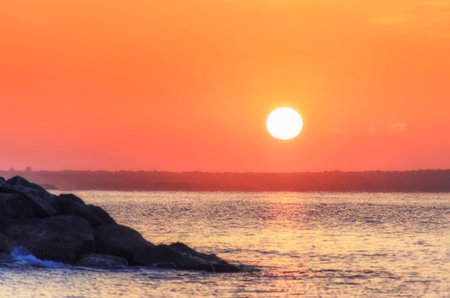 Beautiful sunrise on Larnaca, Cyprusの写真素材