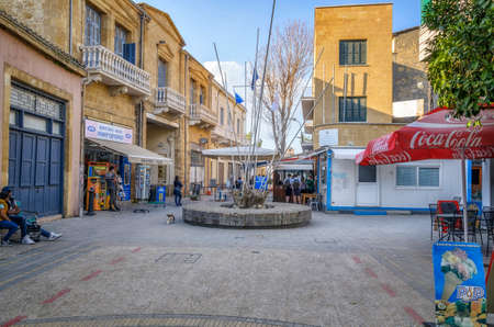NICOSIA - MARCH 21, 2017: People walking on Ledra street on March 21, 2017 in Nicosia, Cyprus. It is is a major street in central Nicosiaのeditorial素材