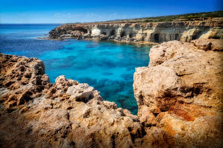 A view of a sea shore in Kavo Greko nenar Aiya Napa, Cyprusの写真素材