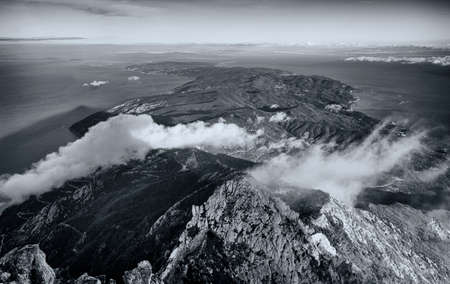 On the top of the Agion Oros (Athos Mountain) in Greeceの写真素材