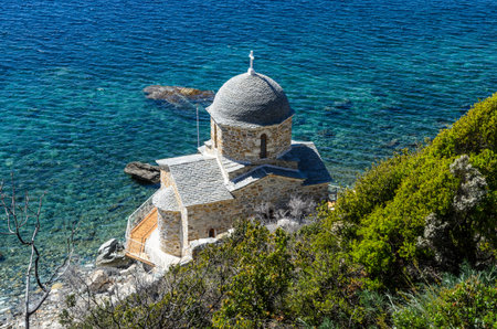 Small Church and chapel on Athos, Chalkidiki, Central Macedonia, Greeceの写真素材