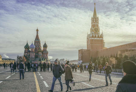 Moscow, Russia - November 02, 2017. People walking on Red Square in Moscow, Russia. Red Square remains, as it has been for centuries, the heart and soul of Russia.のeditorial素材