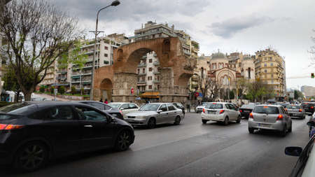 THESSALONIKI, GREECE - March 26, 2017: Medieval Arch Galerius in the old city preserved until today. The arch was built in 298 to 299 yearsのeditorial素材