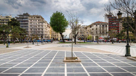 THESSALONIKI, GREECE - March 26, 2017: Typical street in city of Thessaloniki, Central Macedonia, Greeceのeditorial素材