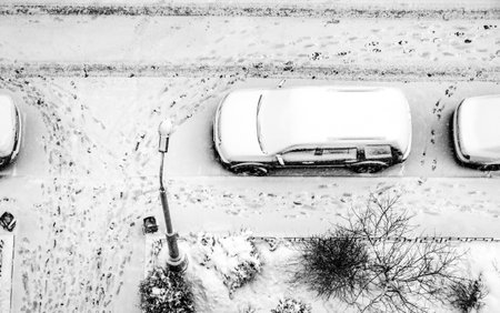 Snow-covered parkingのeditorial素材
