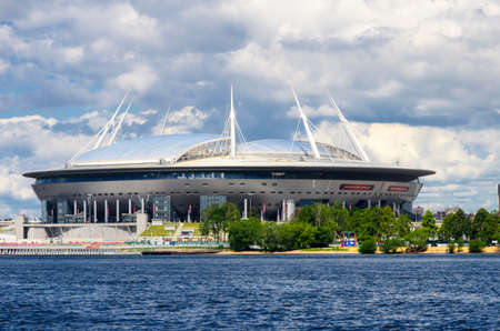 Saint Petersburg, RUSSIA - June 29, 2017: Krestovsky Stadium, Saint Petersburg. View from the Finnish Gulfのeditorial素材