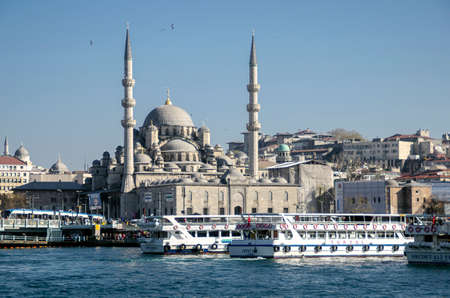 ISTANBUL, TURKEY - April 9, 2014; Yeni Cami Mosque The New Mosque in Istanbul, Turkeyのeditorial素材
