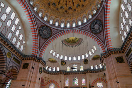 Interior of the Suleymaniye Mosque in Istanbul, Turkeyのeditorial素材