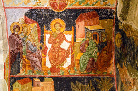 TRABZON, TURKEY - OCTOBER 11, 2018: FFrescoes of the ancient Byzantine church of Hagia Sophia. Hagia...