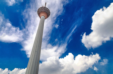 KUALA LUMPUR - MAY 10: Kuala Lumpur Tower (Menara) on May 18, 2013 in Kuala Lumpur, Malaysia. The tower reaches 421 m, which currently makes it the second tallest freestanding tower in the worldのeditorial素材