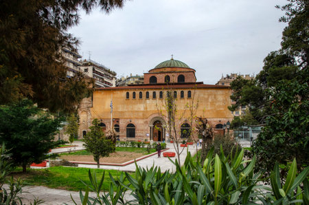 THESSALONIKI, GREECE - MARCH 26, 2017: Ancient Byzantine Orthodox Hagia Sophia Cathedral in the center of city of Thessaloniki, Central Macedonia, Greeceのeditorial素材