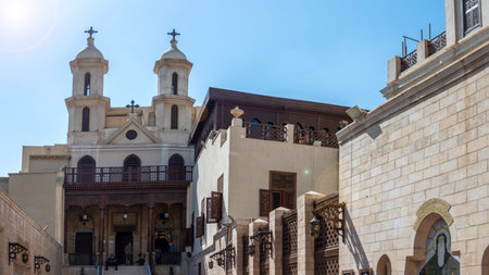 Cairo, Egypt - April 13, 2021 - the famous Coptic Hanging Church (St. Virgin Mary's) in Coptic Cairoのeditorial素材