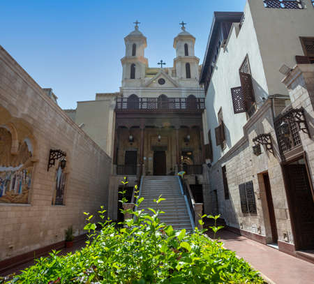Cairo, Egypt - April 13, 2021 - the famous Coptic Hanging Church (St. Virgin Mary's) in Coptic Cairoのeditorial素材