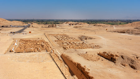 Luxor, Egypt - April 11, 2021: Temple of Hatshepsut on the west bank of the Nile near the Valley of...