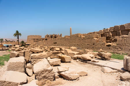 Ancient ruins of the Karnak Temple in Luxor (Thebes), Egypt. The largest temple complex of antiquity in the world. UNESCO World Heritage.の写真素材