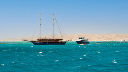 Cruise yachts at summer time in Red Sea, Egypt near Hurghada