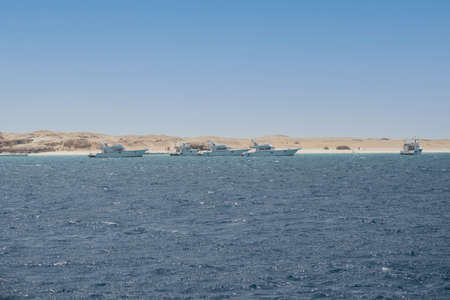 Cruise yachts at summer time in Red Sea, Egypt near Hurghadaのeditorial素材