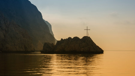 View from the ferry on the way to Holy mount Athos in Greece