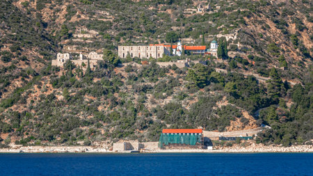 New Fivaida russian skete on mount Athos, Greeceの写真素材