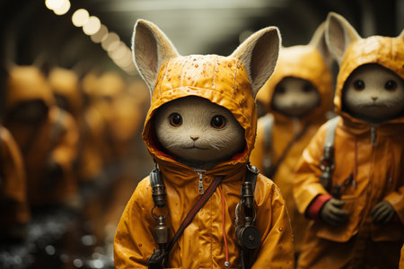 Anthropomorphic unknown animal in an autumn cloakの素材