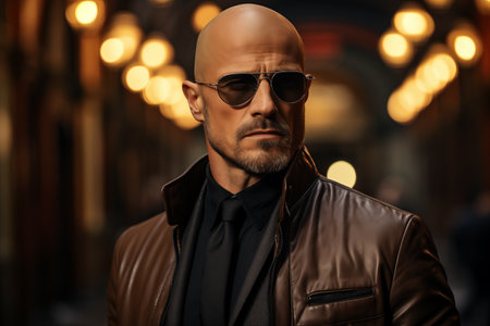 Image of an unfamiliar brutal bald and smart manの素材