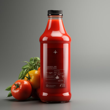A mockup of bottle of tomato juice or smoothie. Healthy food conceptの素材